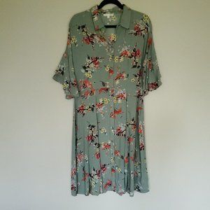 Mimi & Daphne floral print shirt midi dress M